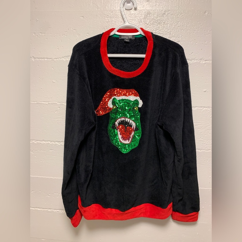 XL men’s novelty Christmas sweater t rex